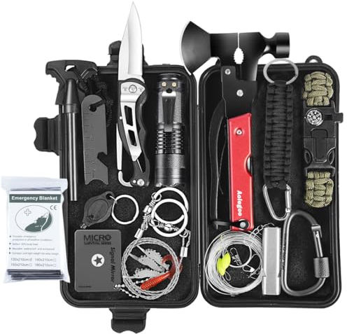 Kit de Supervivencia, Kit Supervivencia Auxilios Profesional Multifuncional 30 en 1 para Que Viajan, Hacen Senderismo y Acampa