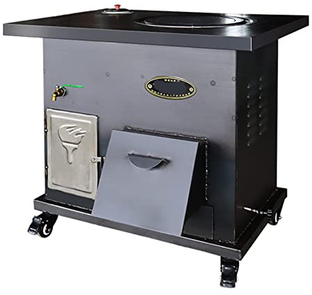 YYUINU Multifunktionaler Kohleofen aus Gusseisen, energiesparender Holzofen, mit Warmwasserspeicher und Backofen mit großem Fassungsvermögen, rauchfreier Kochherd,A