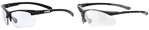 Uvex Unisex – Erwachsene, sportstyle 802 V small Sportbrille, selbsttönend, schmale Passform, black mat/smoke, one size & Unisex – Erwachsene, sportstyle 223 Sportbrille, black grey/clear, one size