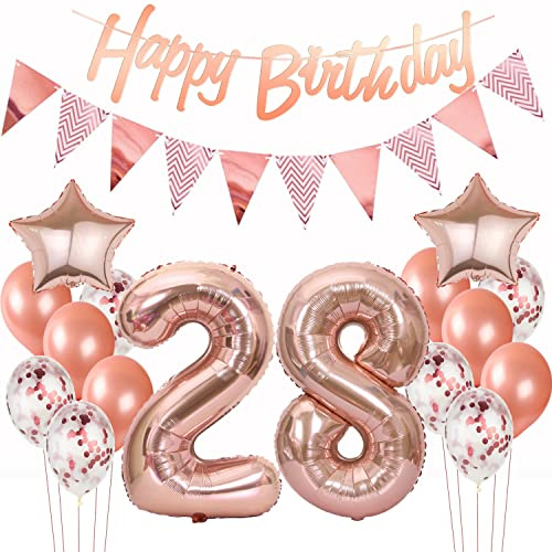 deko 28. geburtstag frauen deko rosegold ballon 28. geburtstag frauen deko luftballon 28. geburtstag deko rosegold 28 Geburtstag girlande banner geburtstagsdeko 28 jahre frauen dekoration