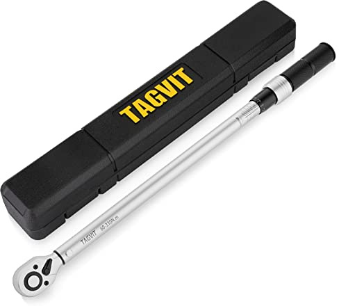 TAGVIT Llave dinamométrica de 1/2, ± 3 % de precisión de error, 60-330 Nm, llave dinamométrica para reparación de motocicletas, coches, camiones, cabezal de carraca reversible de 72 dientes