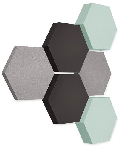 platino24 Akustikpaneele 6 Elemente Edition LOFT 3D I Ø 300mm Akustikplatten Schalldämmung Wand & Decke I Akustikschaum Schall-Absorber aus Basotect 30-70mm mit farbiger Akustikbeschichtung
