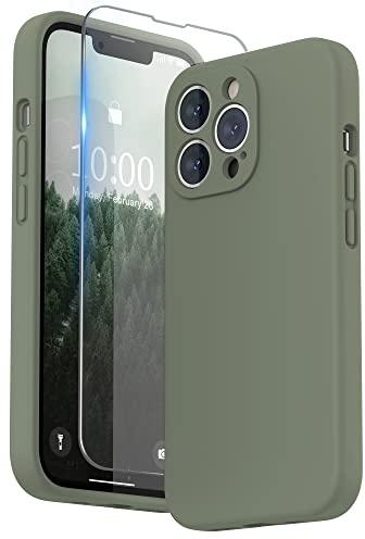 SURPHY für iPhone 13 Pro Hülle Silikon mit Displayschutzfolie | Case mit Kameraschutz Stoßfeste Handyhülle für 6,1 mit Erhöhter Randschutz