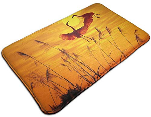 Indoor Door Mat Goldern Sunset Reed Crane Entrance Rugs Durable Entrance Rug Eco-Friendly Door Mat 40X60Cm For Office, Patio, Kitchen