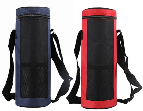 HRTLSS Borsa termica per bottiglie da 2 l, in tessuto Oxford, con cinghia regolabile, per viaggi, picnic, bevande, 2 pezzi