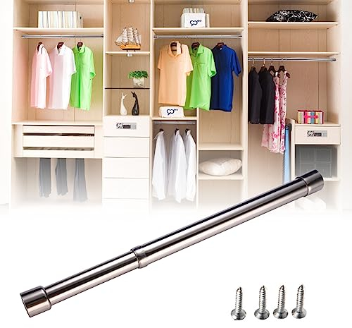 Helweet Ausziehbare Kleiderstange, Edelstahl Kleiderstange, Edelstahl Schrankstange, Verstellbarer Kleiderschrank Kleiderstange, Garderoben-Stange, Schrankrohr Ausziehbar, Kleiderstange Schrank
