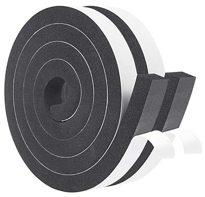 BBTISG 2 Rollen Schaumstoff-Isolierband, selbstklebend, 4 m, wetterfest, hochdichtes Fenster-, Klimaanlagen-Türdichtungsstreifen für Türen und Fenster, Isolierung (25 mm x 20 mm)