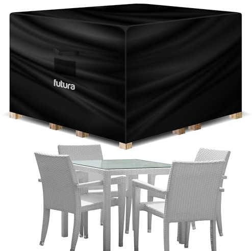 Futura Premium Square Garden Furniture Covers Waterproof 125x125x74cm, Heavy Duty 600D Oxford Fabric Outdoor Table, Patio & Rattan Garden Furniture Covers, PVC Lined, Air Vents and UV Safe