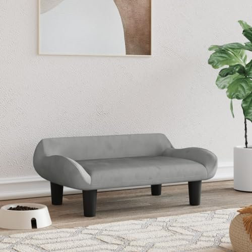 Camerina Hundebett Hellgrau 70x40x24 cm Samt Hundebett Grosse Hunde Sofabett