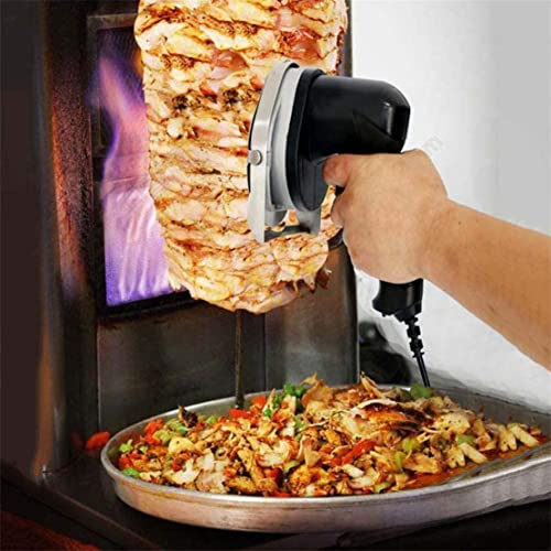 Professional Electric Gyro Slicer Doner Kebab Knife, 0-8MM Thinnest Sliced Meat Cutter Machine for Shawarma, Handheld Kebab Cutting Knife Machine,Red (Black)