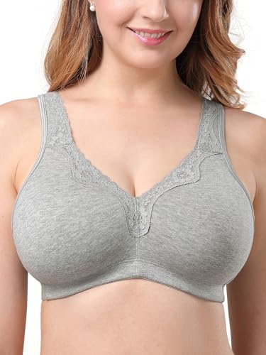 AILIVIN Reggiseno da donna in morbido cotone senza ferretto, per taglie forti, copertura completa, reggiseno non imbottito (34B-44G), 6803-grigio, 5D