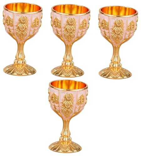 Alipis 4 Pièces Verres à Pied Garniture De Cocktail Moules à Gâteaux Numérotés Verres à Vin En Laiton Verres à Boire En Acier Inoxydable Calice Saint Graal Grands Pieds De Zinc