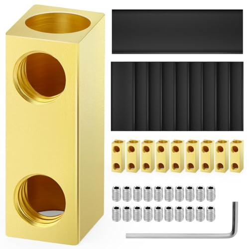 Joselin 10 pezzi 4 AWG 60 A Morsetto quadrato per cablaggio rapido, connettore per cavi con di regolazione e tubo termoplastico