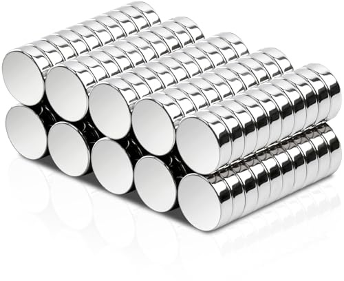 Keukenket 100 magneti rotondi al neodimio, 10 x 3 mm, argento, forti calamite frigo per artigianato industriale, armadio da cucina, 100 pezzi