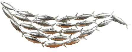 Wanddekoration, 150 x 44 cm, Fischschwarm, Moderne Wandkunst aus Metall, Metallfisch, 3D-Fisch-Wandskulptur, Fisch für Wohnzimmer, Schlafzimmer, Außenbereich
