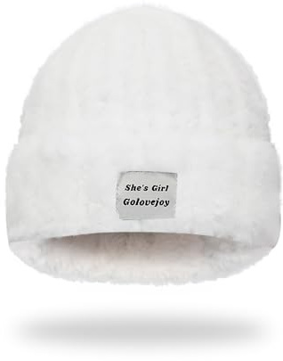 Andiker Bonnets pour femmes, simples, classiques, mode, doux, bonnet d'hiver pour femmes, fourrure épaisse de lapin en tricot, bonnet d'hiver chaud pour le ski, la randonnée, Blanc., 30
