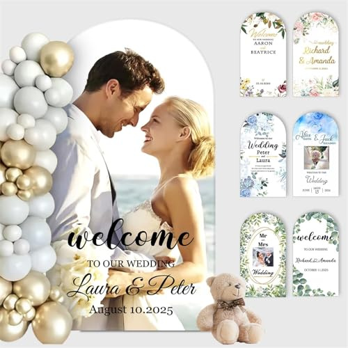 Support personnalisé pour toile de fond en arc - Tissu en spandex ajusté personnalisé pour arche de mariage, anniversaire, décoration de fête prénatale (1,2 à 2,2 m)