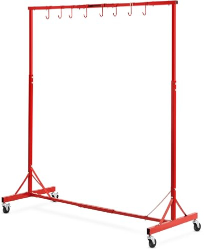 VEVOR Support à Peinture Carrosserie, Hauteur Réglable 1,5-2 m, Capacité de Charge 30 kg, 8 Crochets, 4 Roues Pivotantes, pour Séchage de Peinture Automobile, Ateliers de Réparation, Garage, Rouge