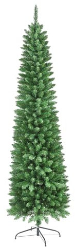 LEIVESTE- Albero di Natale Artificiale Slim Folto 150 Verde con 450 Rami Realistici,Albero di Natale Alto e Stretto con Base in Metallo,Verde