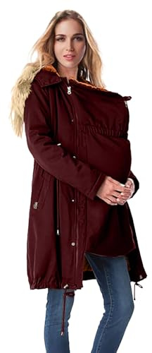 Manteau de maternité 3 en 1 pour femme, vêtement d'extérieur Imperméable Longue, manteau d'hiver Coupe Vent à capuche, manteau d'hiver Poncho à capuche, Veste En Coton ImperméAble 2024