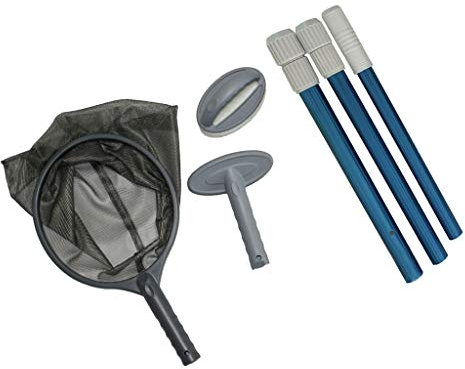Qaonsciug Juego profesional de limpieza de piscinas con malla fina y cepillo de esponja de aluminio para piscina