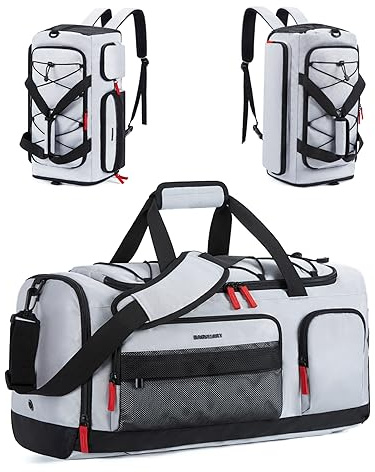 BAGSMART Sporttasche Damen und Herren, Sporttasche mit Schuhfach und Nassfach wasserdichte Gym Bag Reisetasche trainingstasche schwimmtasche für Fitness, Reisen, Outdoor-Aktivitäten, hellgrau