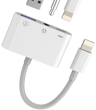 Adaptateur Lightning vers Jack 3,5 mm USB OTG Connecteur pour iPhone 14 13 pour iPad Chargeur Câble Certifié MFI pour Apple Adapter Clavier Appareil Photo Auxiliaire Audio Accessoires Voiture