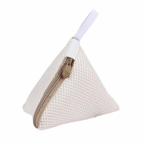 FYHJNC 3 Pack Mini Triangle Laundry Bags, Thickened Polyester Mesh Wash Bags with Zipper and Hanging Strap, Tangle Free Small Washing Bags for Bras Delicates Underwear Socks Hosiery Lingerie