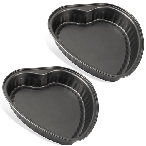 Tiawudi Heart Shaped Cake Pans, Large Heart Cake Pan, Nonstick Baking Molds, 9.5 Inch Cake Tins for Wedding, Birthday, Party & Family, Set of 2