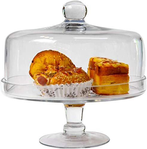 Alzata per Torta in Vetro e Coperchio, Set di contenitori per Caramelle, Vassoio espositivo per Dessert, per Compleanni, Matrimoni