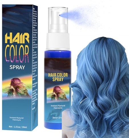 Temporary Hair Colour Spray,Crazy Blue Color Hair Spray,Washable One-Time Temporary Hair Colour Dye Instant Styling,Halloween,Cosplay, Fancy Dress, Easy to Color, 30ml