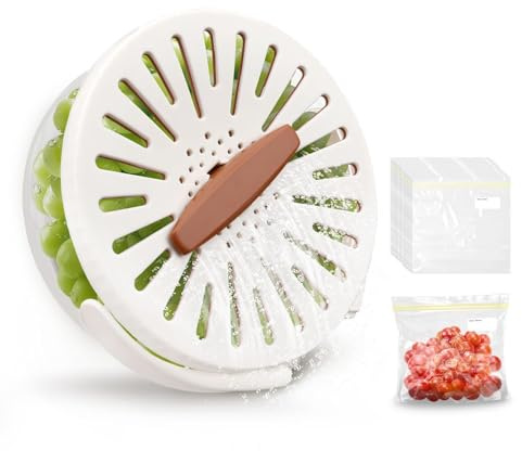 LZLINGMEI 2 in 1 Abtropfschale mit 15 Pcs Zipper Beutel, Multifunktionale Obst und Gemüse Aufbewahrung, Abtropfkorb mit Deckel und Faltbar Griff für Küche und Kühlschrank (Weiß)