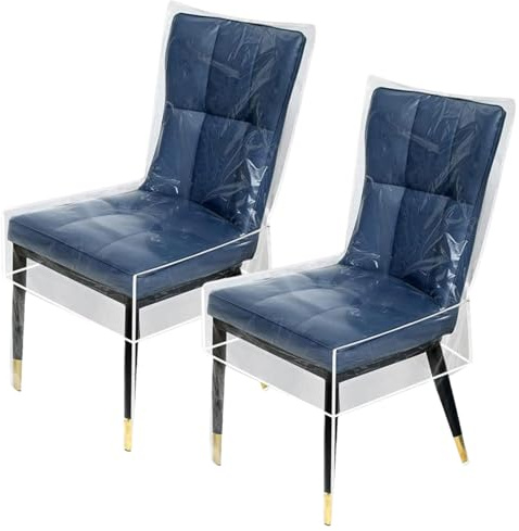 DAGLLGEW 2Pcs Plastic Chair Covers, Clear PVC Dining Room Chair Covers Waterproof Scratch Resistant Seat Protectors for Cushion, Cats, Kids, Kitchen Seat for Chairs