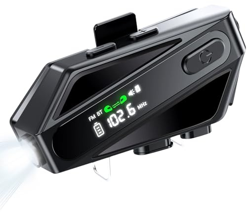 BestYiJo Motorcycle Bluetooth Headset Two-Way Motorcycle Intercom, 5.4Bluetooth Headset, Waterproof Noise Cancelling Voice Assistant Helmet Communication System, Automatic Answering