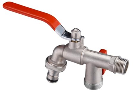 NOLITOY Robinet Eau à Double Sortie Laiton r Robinet De Jardin Avec Ouverture Rapide Pour Raccordement Tuyau