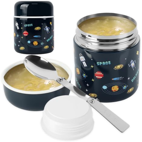 kiptyg Tupper Térmico Comida 300ml, Acero Inoxidable Termo Comida Adultos y Niños – Recipiente Termico Mantiene Caliente 6-12h, Hermético con Cuchara Plegable, Ideal para Colegio, Oficina y Viajes