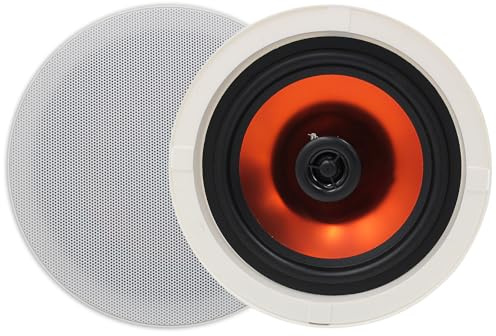 STUDIOFINIX 8-tums infälld montering passiva takhögtalare, 400 W max uteffekt par – perfekt för tydligt ljud i vardagsrum, kontor, kök, källare och täckt uteplats (2 högtalare)