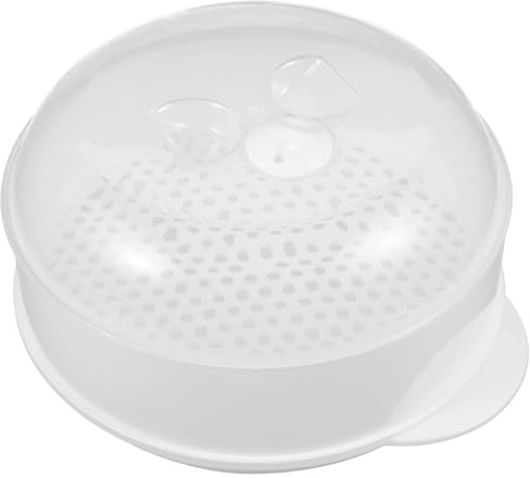 MOLUCKFU Vaporiera per Forno a Microonde Rotonda in Plastica con Coperchio Contenitore per Cottura a Vapore di Verdure Dim Sum e Riso Riutilizzabile e Resistente per Uso Domestico