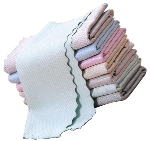 SHINEOFI 10 Stück Fischschuppen Geschirrtücher 25X25cm Saugfähige Fusselfreie Küchentücher aus Strapazierfähigem Material für Vielseitige Reinigung und Schutz in Küche Haushalt