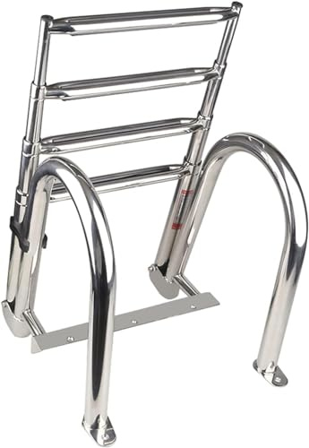 Aioneer Boat Ladder Pontoon Boat Ladder Marine Ladder 4 Steps Boat Ladder Stainless Steel Pontoon Boat Ladder Deck Folding Yacht Swimming Board Ladder