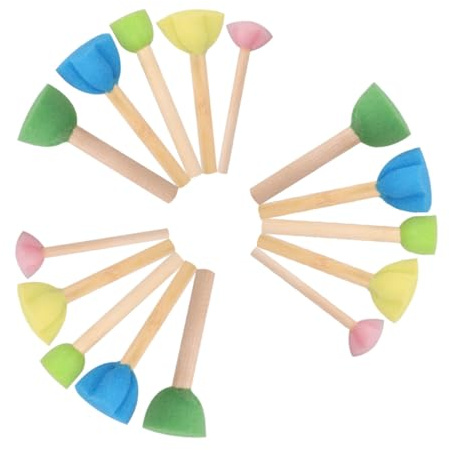 FELTECHELECTR Lot de 15 Tampons Éponge à Peindre pour Garçon et Filles Pinceaux Mousse DIY Couleurs Vives Lavables et Réutilisables Accessoires Peinture Garçon Fille pour Activités