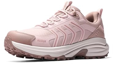 NORTIV 8 Women's Waterproof Hiking Shoes Lightweight for Walking All Day Comfort Non-Slip Outdoor Trekking Camping Climbing Fashion Sneakers Armadillo FieldLite,Size 7,Light Pink,SNHI26003W