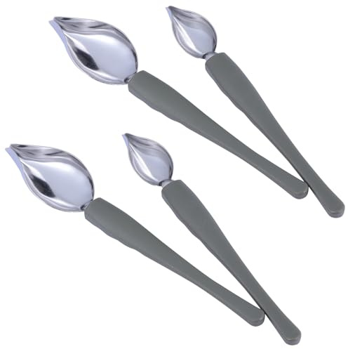 NIYANGLE Cuchara para Salsa de Acero Inoxidable 4 Piezas, Herramienta para Decorar Platos y Postres, Utensilios de Cocina para Dibujo Gastronómico, Accesorio para Decoración de Salsas