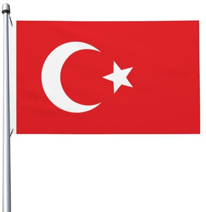 Bandiera della Turchia Stampe Bandiera su entrambi i lati 3 x 5FT leggera e resistente al colore con asole Ideale per feste all'aperto e giardini.
