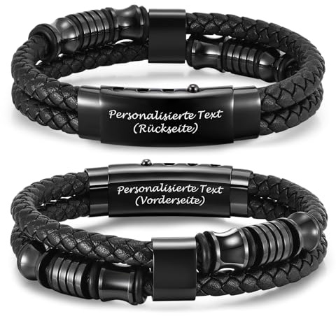 Papa Geschenk Herren Armband Vatertagsgeschenk - Papatagsgeschenk Herrenarmband mit Gravur Ich Liebe Dich Papa, Verstellbare Personalisiert Lederarmband für Männer Geschenke für Vatertag Geburtstag
