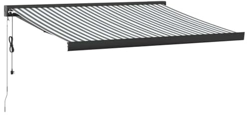 hliofuir Tenda da sole elettrica con braccio articolato, 3,5 x 2,5 m, motorizzata con telecomando, tenda da sole retrattile in alluminio, protezione solare per balcone e cortile, antracite/bianco