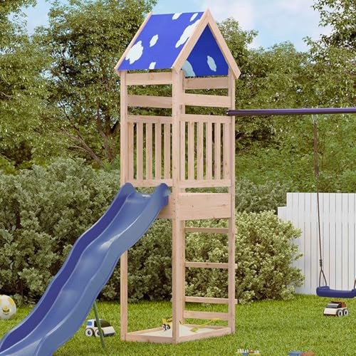 Mangloder Torre da gioco in legno di pino massiccio, 52,5 x 85 x 265 cm, casetta da giardino resistente alle intemperie, con scivolo, altalena e arrampicata, per bambini all'aperto, ideale per parco