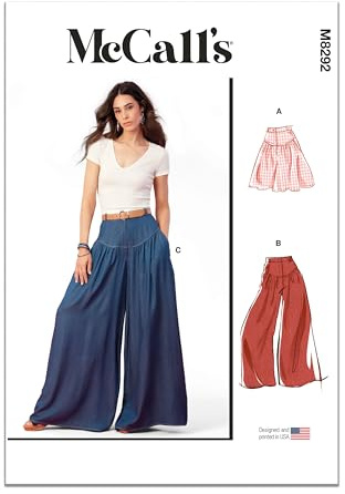 McCalls M8292A5 Misses' Shorts and Pants Sewing Pattern Kit, Design Code M8292, Sizes 6-8-10-12-14