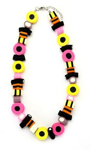 JOE COOL Halskette Perlen Strang liquorice allsort 50 cm mit Verlängerung aus Harz