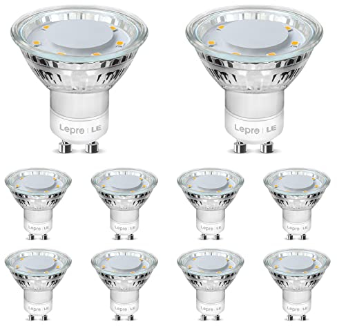 Lepro GU10 LED Warmweiss Lampe, 4W Ersetzt 50W Glühbirne, 325 Lumen 2700K GU 10 Lampen Warmweiß, Abstrahlwinkel 100°Flimmerfrei Strahler, Nicht Dimmbar Reflektor Lampen, 10er-Pack